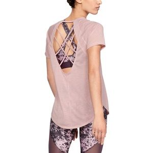 Pink Under Armour Open Back Workout Top